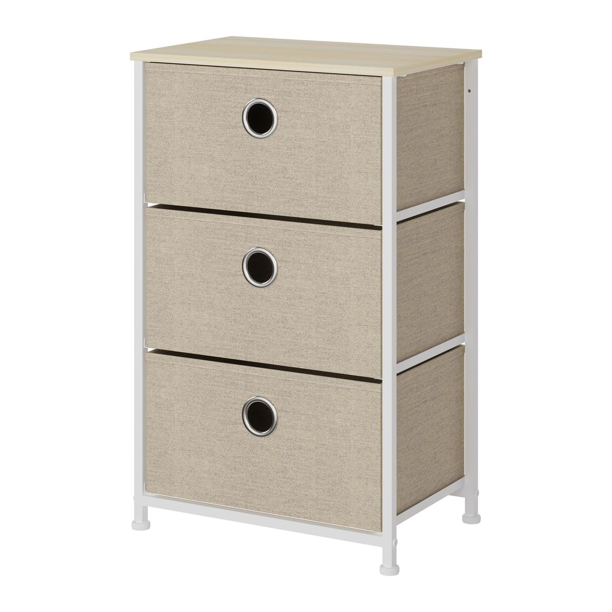 GENERICO - Comoda de 3 Cajones Metalica Beige MDF