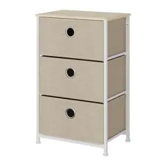 GENERICO - Comoda de 3 Cajones Metalica Beige MDF