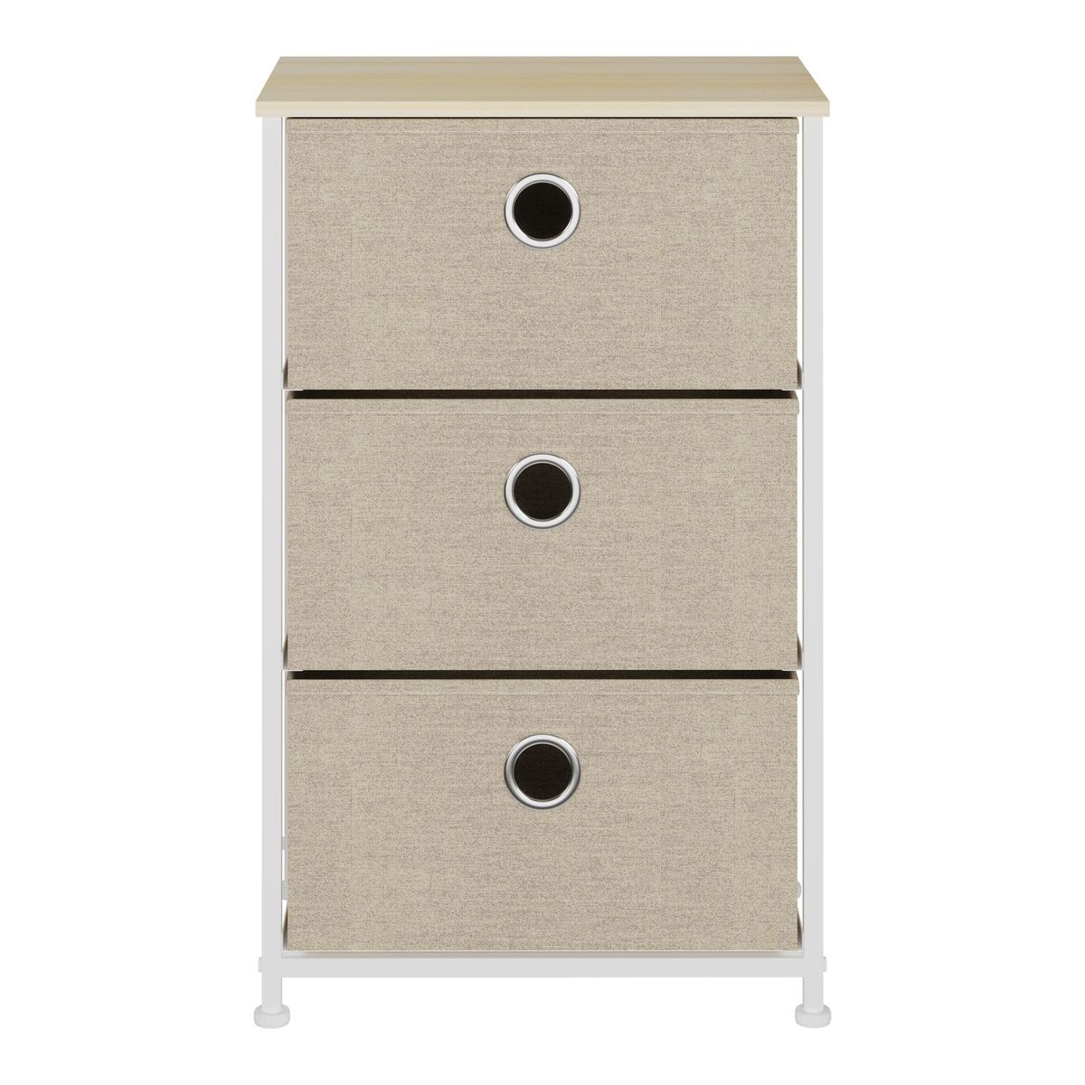 GENERICO - Comoda de 3 Cajones Metalica Beige MDF