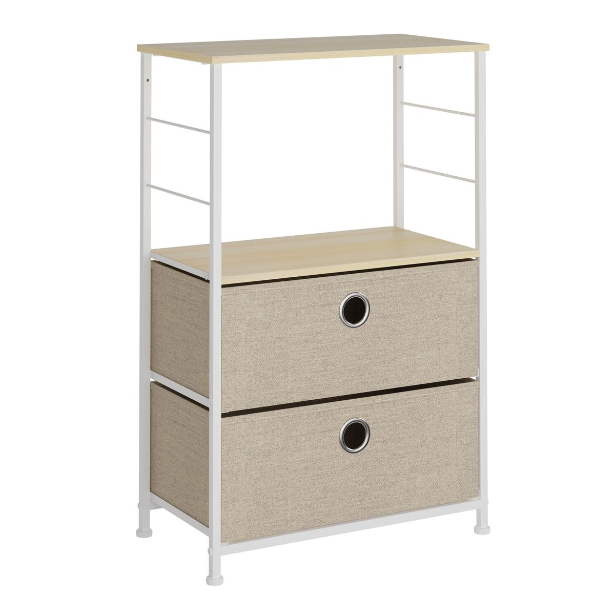 GENERICO - Comoda de 2 Cajones Metalica Beige Lino MDF