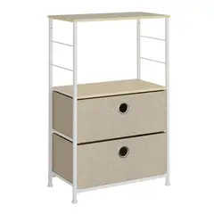 GENERICO - Comoda de 2 Cajones Metalica Beige Lino MDF