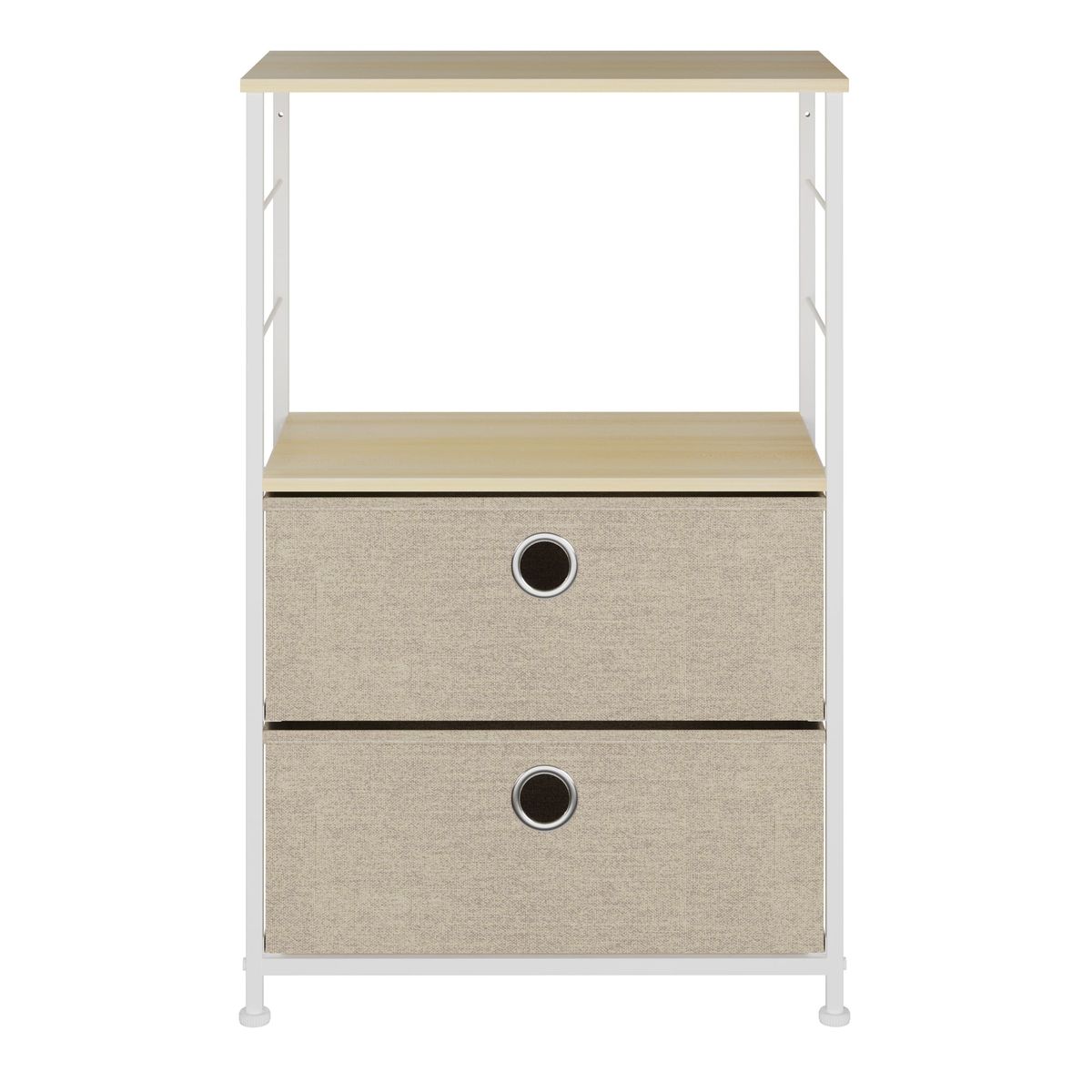 GENERICO - Comoda de 2 Cajones Metalica Beige Lino MDF