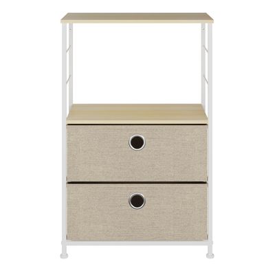 Imagen 2 del producto Comoda de 2 Cajones Metalica Beige Lino MDF
