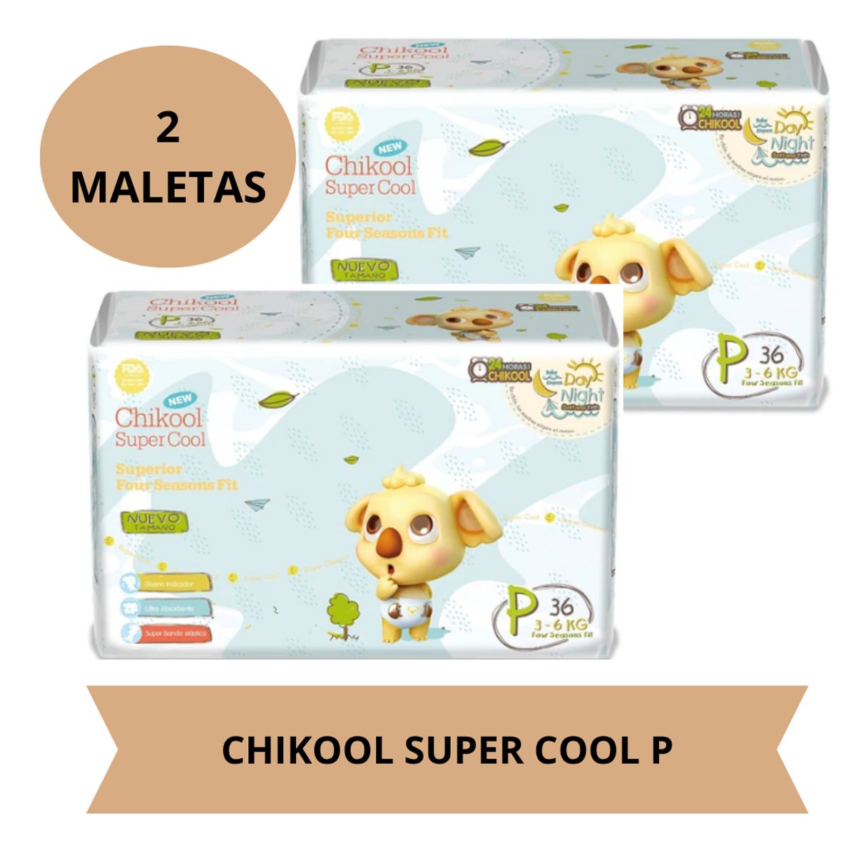 GENERICO - Pañales Chikool Super Cool Talla P (3 a 6 kilos) x2 paquetes