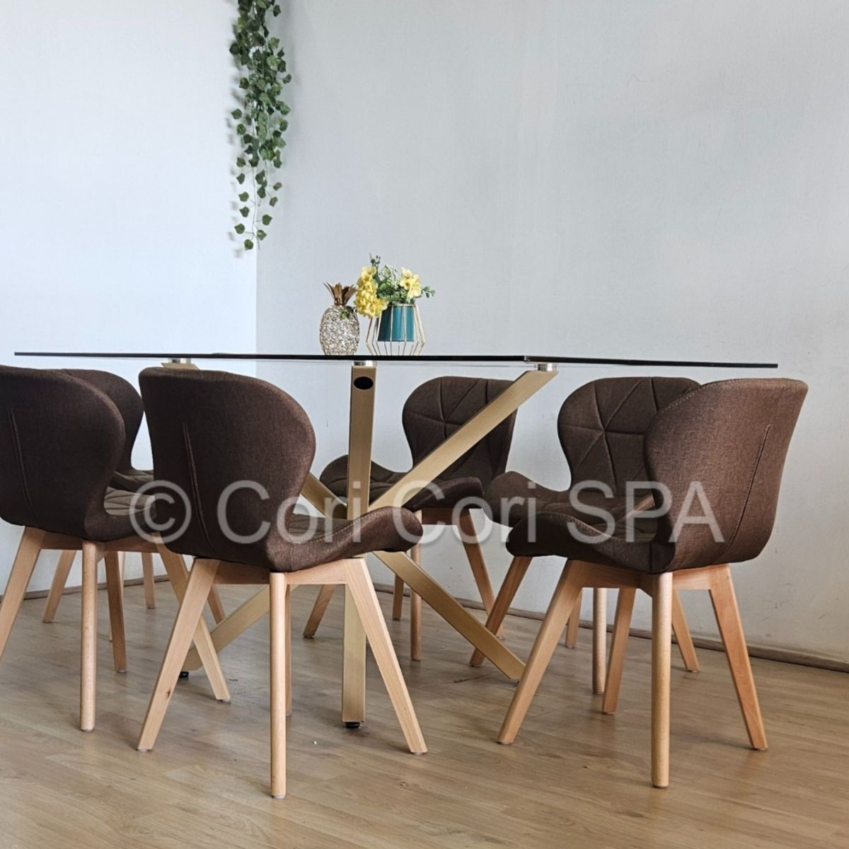 CORI CORI - Juego de Comedor Madrid 140x80cms + 6 Sillas Mariposa Lino Cafe…