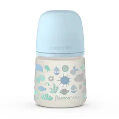 SUAVINEX - MAMADERA 150 ML FISIOLÓGICA SILICONA MEMO PRINT AZUL