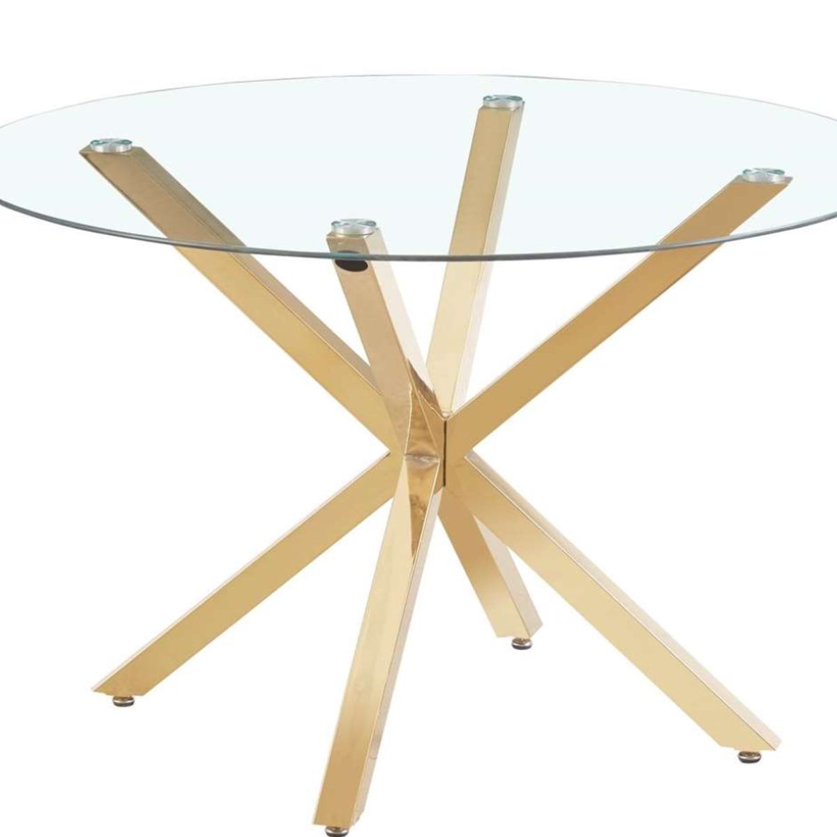 HABITA2 CHILE - Mesa de comedor de vidrio redonda Nordica Patas Dorada - 100 cm