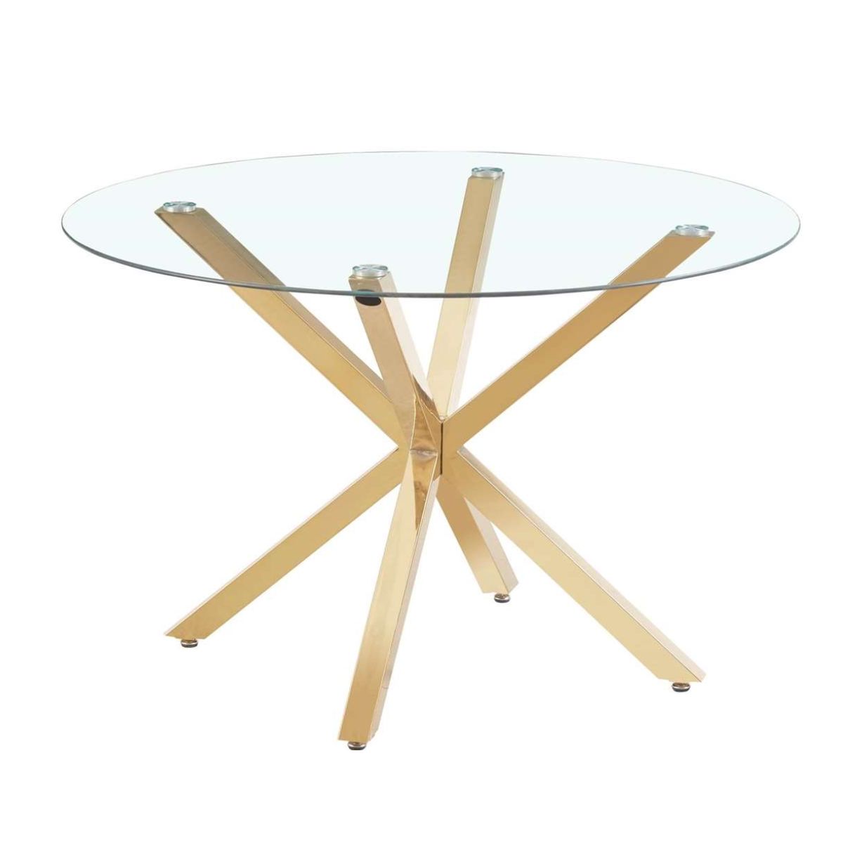 HABITA2 CHILE - Mesa de comedor de vidrio redonda Nordica Patas Dorada - 100 cm