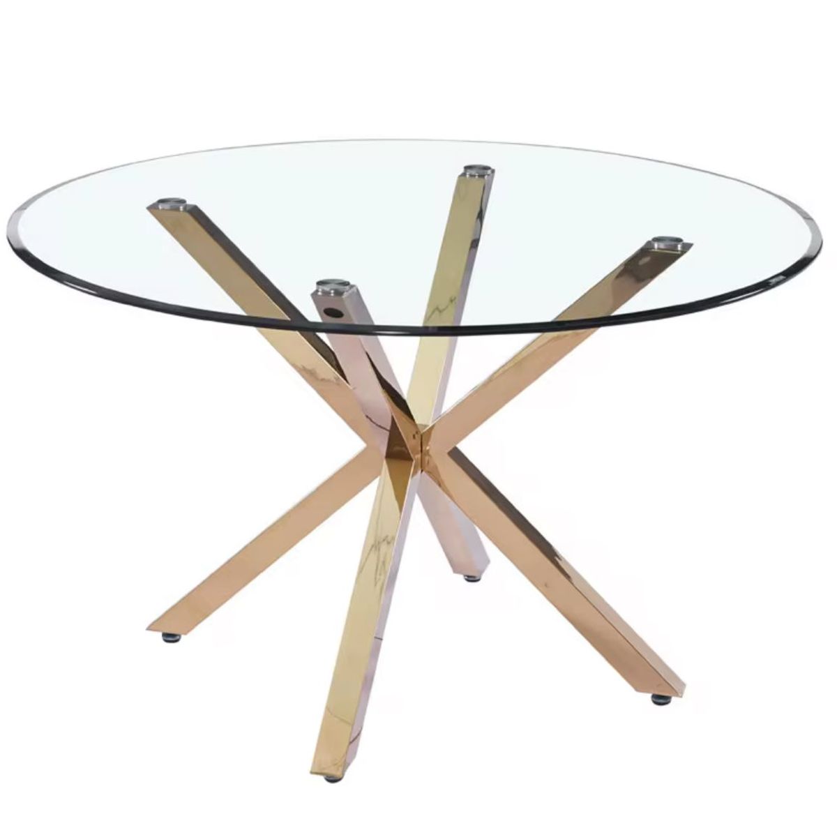 HABITA2 CHILE - Mesa de comedor de vidrio redonda Nordica Patas Dorada - 100 cm