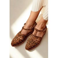 Sandalia Mujer De Cuero Pastora Animal Print