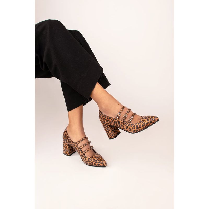 GANDARVA - Zapato Mujer De Cuero Eloisa Animal Print 7 cm