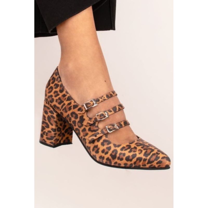 GANDARVA - Zapato Mujer De Cuero Eloisa Animal Print 7 cm