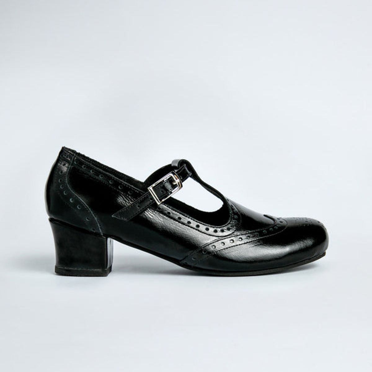 GANDARVA - Zapato Mujer De Cuero Oxford Negro Richato 4 cm