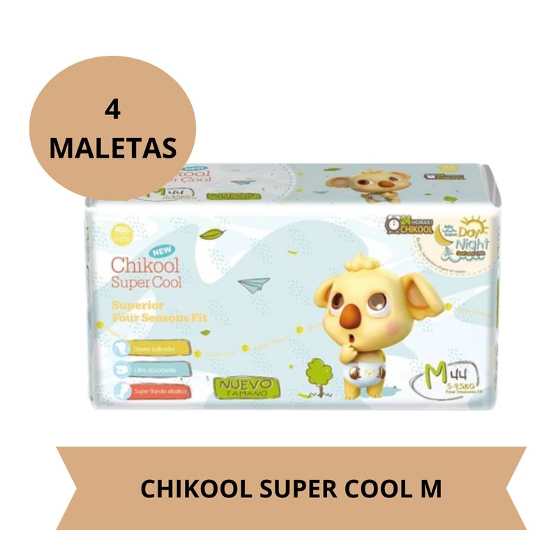 GENERICO - Pañales Chikool Super Cool Talla M (5 a 9.5 kg) X4 Paquetes