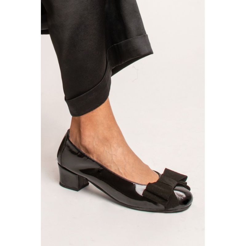 GANDARVA - Zapato Mujer De Cuero Colette Negro Richato 4 cm