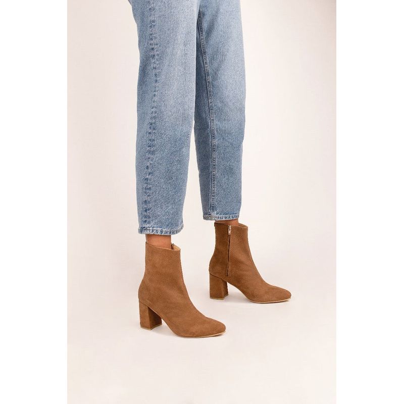 GANDARVA - Botín Mujer De Cuero Guacolda Café Avellana 7 cm