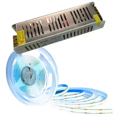 GENERICO - Cinta Led 24V COB Luz Fría 10 mts + Fuente De Poder 24V 150W