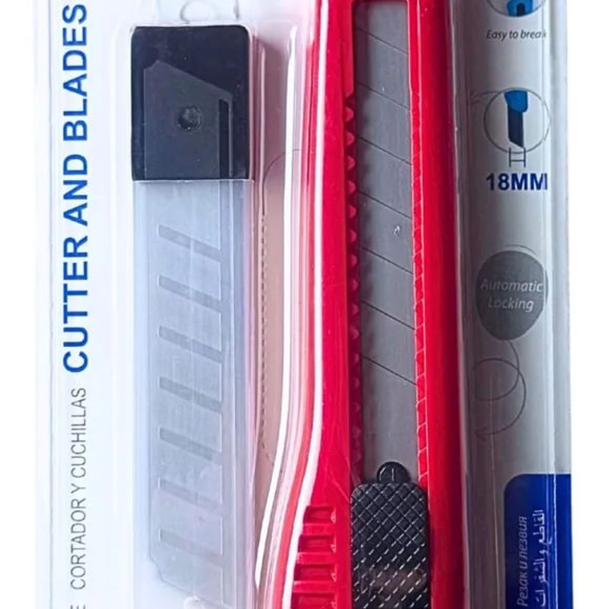MOTARRO - Juego De Cutter Corta Cartón Rojo De 18 mm+Hojas Cambiables
