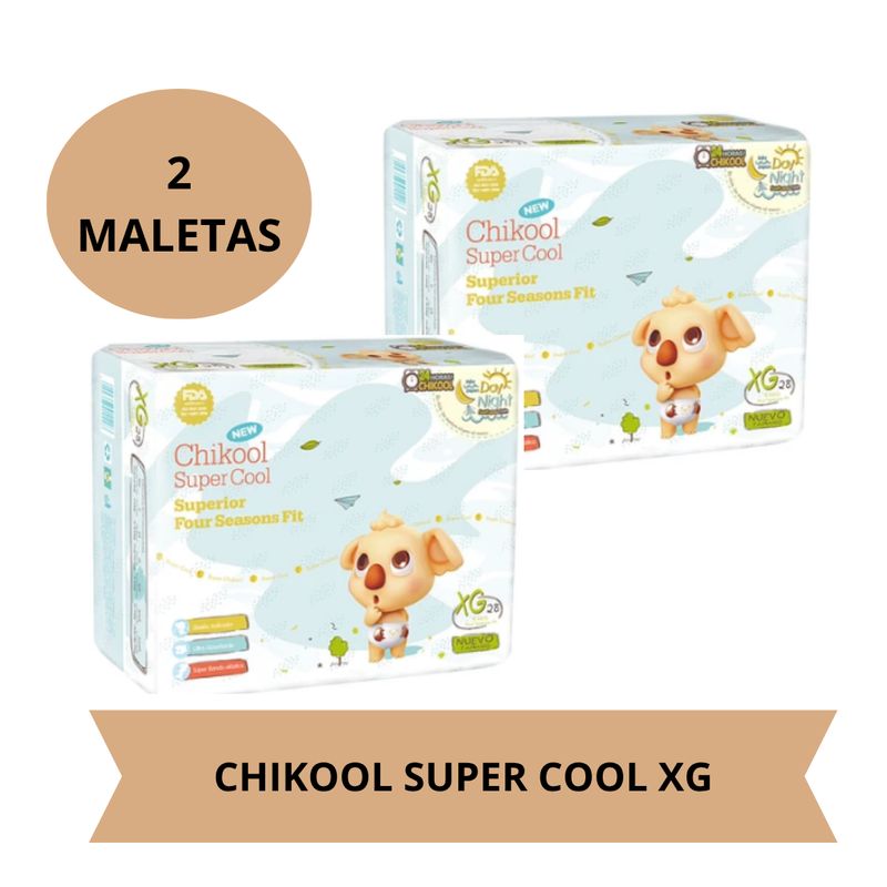 GENERICO - Pañales Chikool Super Cool Talla XG (9 a 14 kg) x 2 paquetes