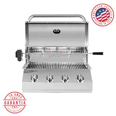 KING GRILL - Parrilla A gas Empotrada 4 Quemadores + Spiedo con Motor