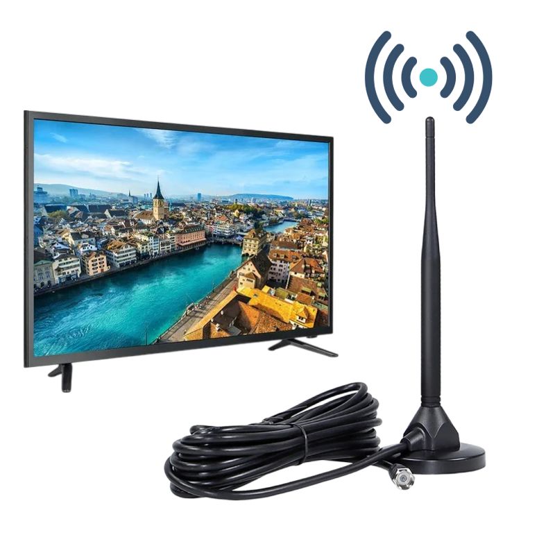 OEM - Antena Tv Digital Hd Con Iman Interior Y Exterior 5 Metros