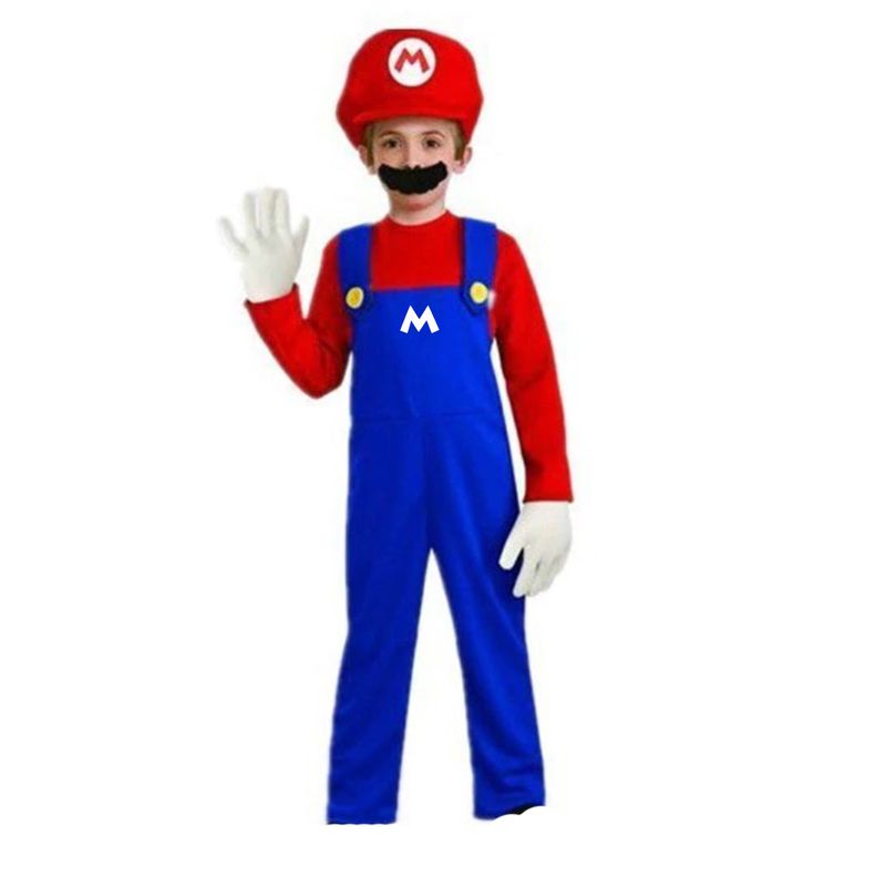 TODODISFRACESCHILE - Disfraz Mario con Guantes y Bigotes Talla 4