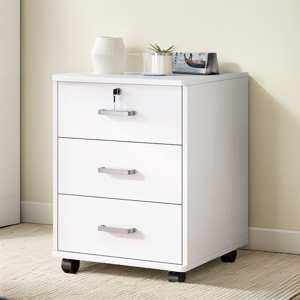 GENERICO - Cajonera Oficina Con Llaves Y Ruedas Escritorio Madera