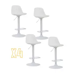 GENERICO - Pack 4 Taburete elegante altura regulable Moby - Blanco