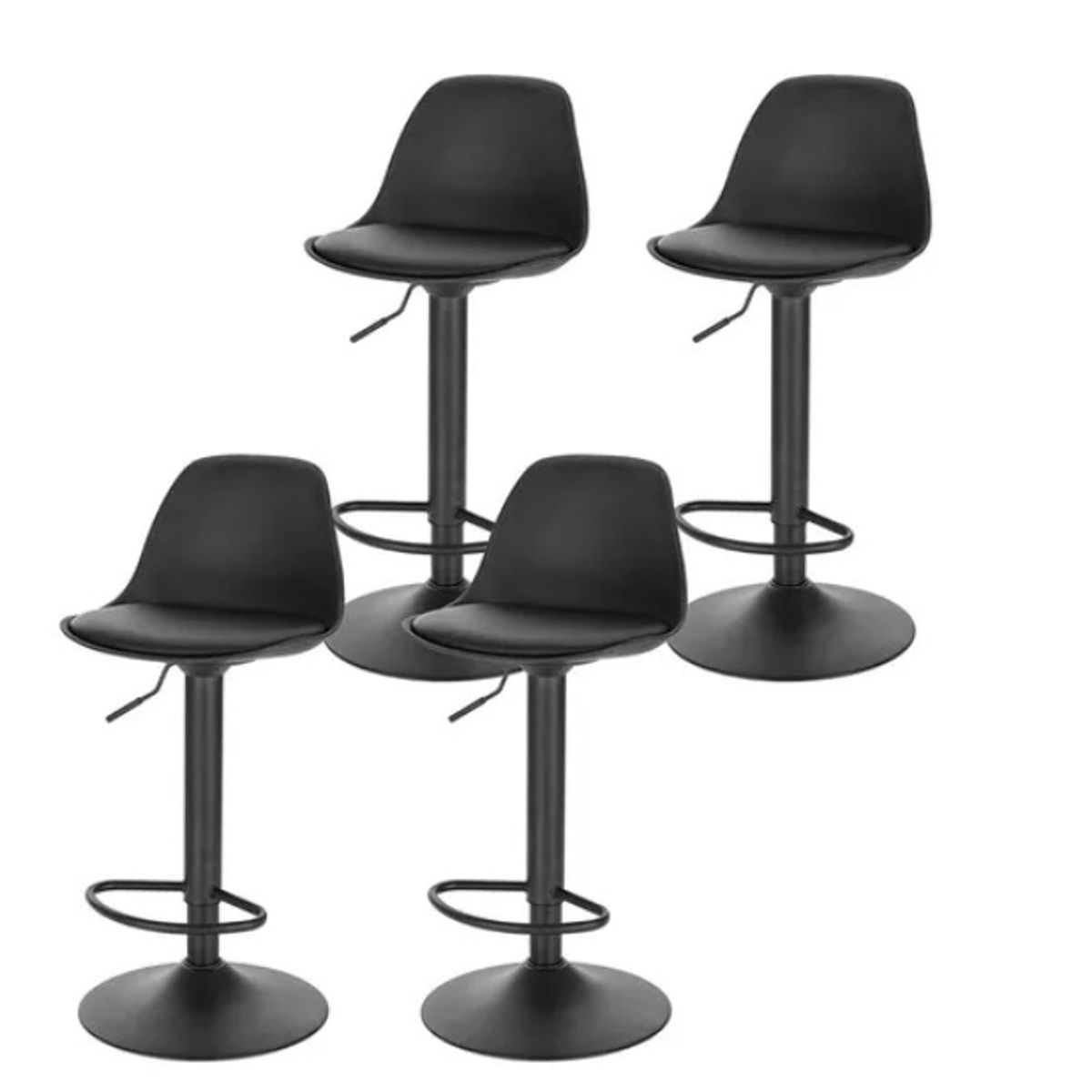 HABITA2 CHILE - Pack 4 Taburete elegante altura regulable Moby - Negro