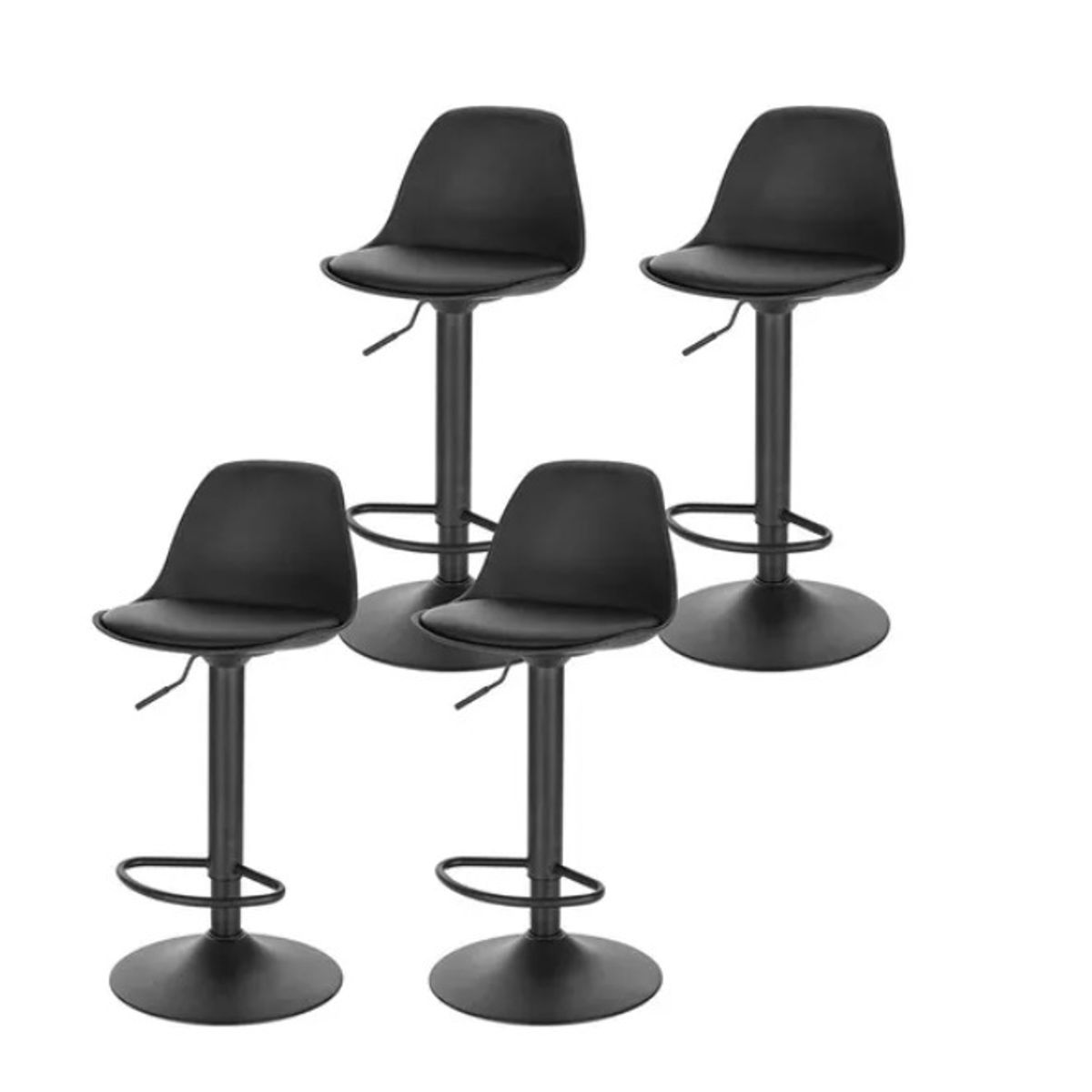 HABITA2 CHILE - Pack 4 Taburete elegante altura regulable Moby - Negro