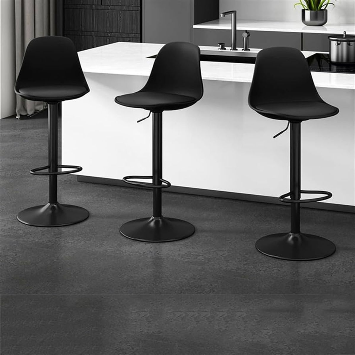 HABITA2 CHILE - Pack 4 Taburete elegante altura regulable Moby - Negro