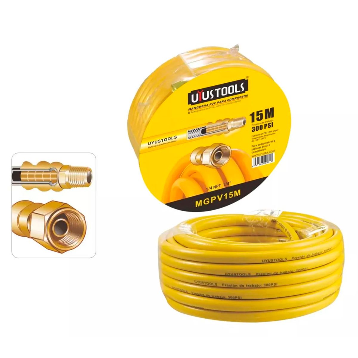 GRUPO UYUSA UYUSTOOLS - Manguera De Compresor De Aire 14 300 Psi 15 Metros Uyustools