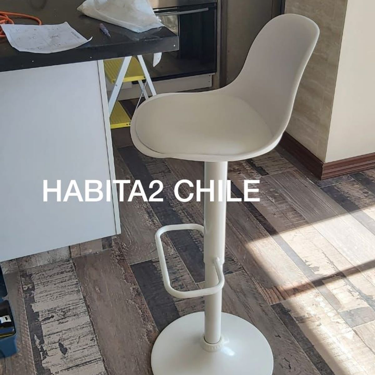 HABITA2 CHILE - Pack 2 Taburete elegante altura regulable Moby - Blanco
