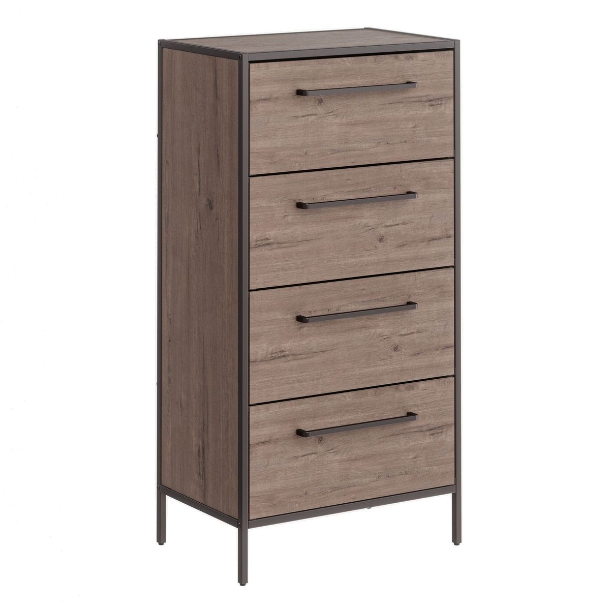 GENERICO - Cajonera Comoda de 4 Cajones Liviana Cafe MDF