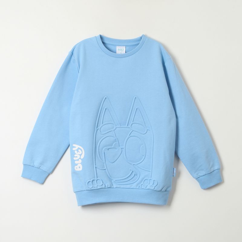 BLUEY - Poleron Cerrado Niño Relieve Emboss Celeste Bluey