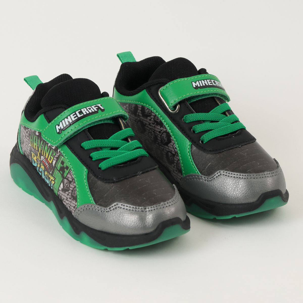 MINECRAFT - Zapatillas Con Luces Niño Creepers Negro Minecraft