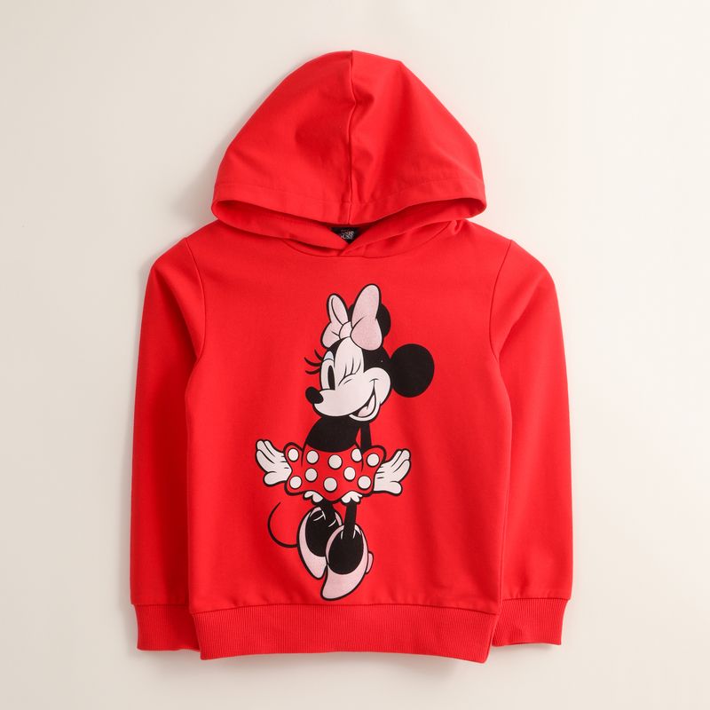 DISNEY - Poleron Cerrado Con Gorro Niña Minnie Character Rojo Disney
