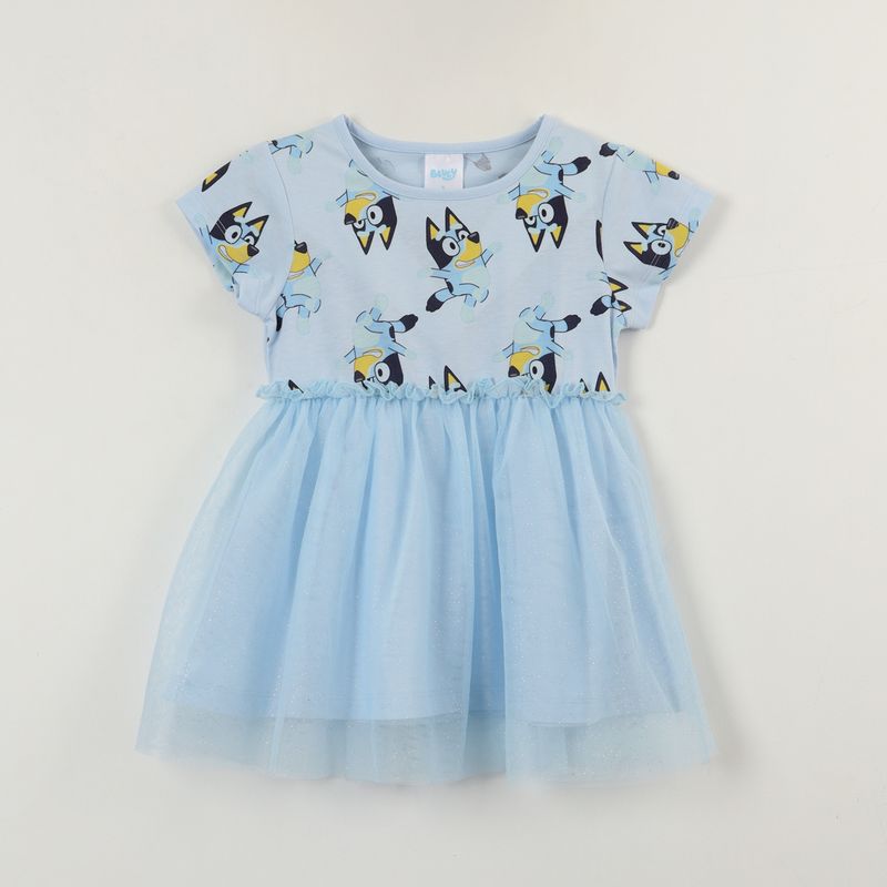 BLUEY - Vestido Niña Tull Bailando Celeste Bluey