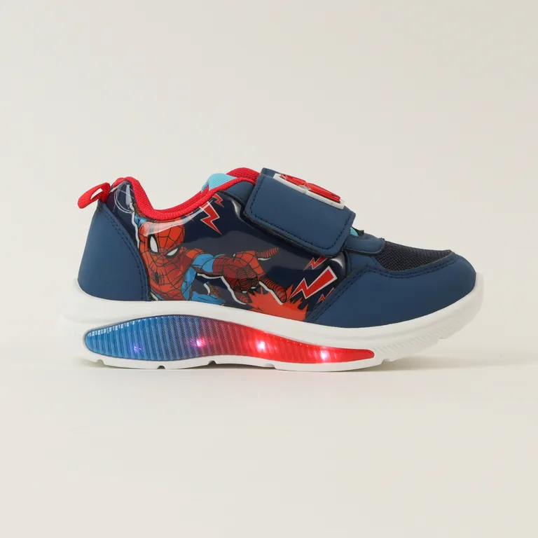 Zapatillas Con Luces Niño Spiderman Rayos Azul