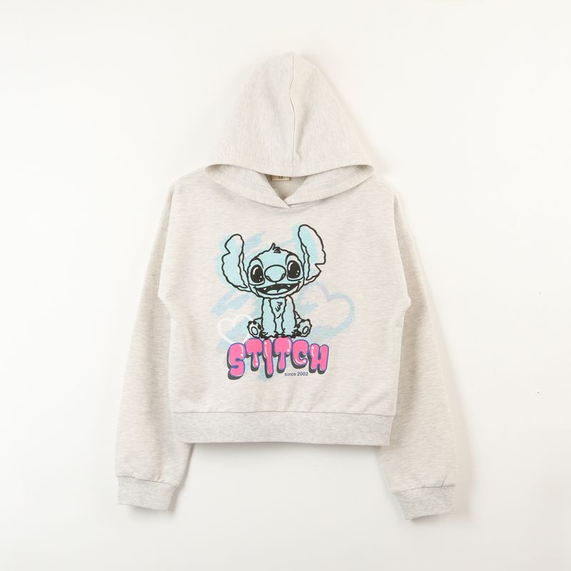 DISNEY - Poleron Cerrado Con Gorro Niña Lilo & Stitch Gris Disney