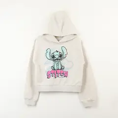 DISNEY - Poleron Cerrado Con Gorro Niña Lilo & Stitch Gris