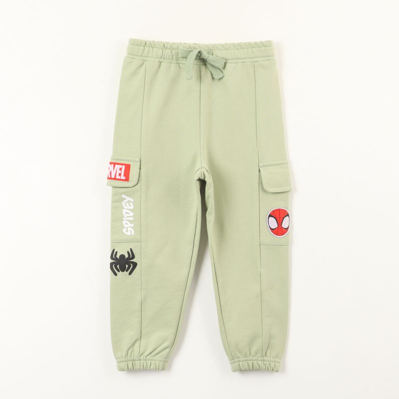 MARVEL - Pantalon Cargo De Buzo Niño Spidey Bolsillos Verde Marvel
