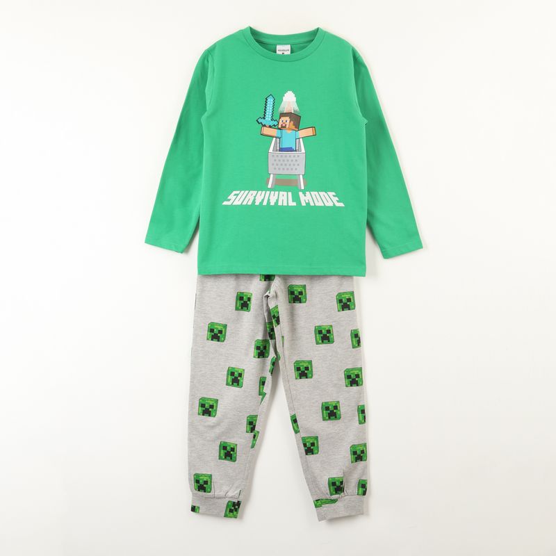 MINECRAFT - Conjunto Pijama Niño Creepers Heads Verde Minecraft