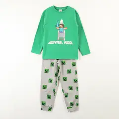MINECRAFT - Conjunto Pijama Niño Creepers Heads Verde
