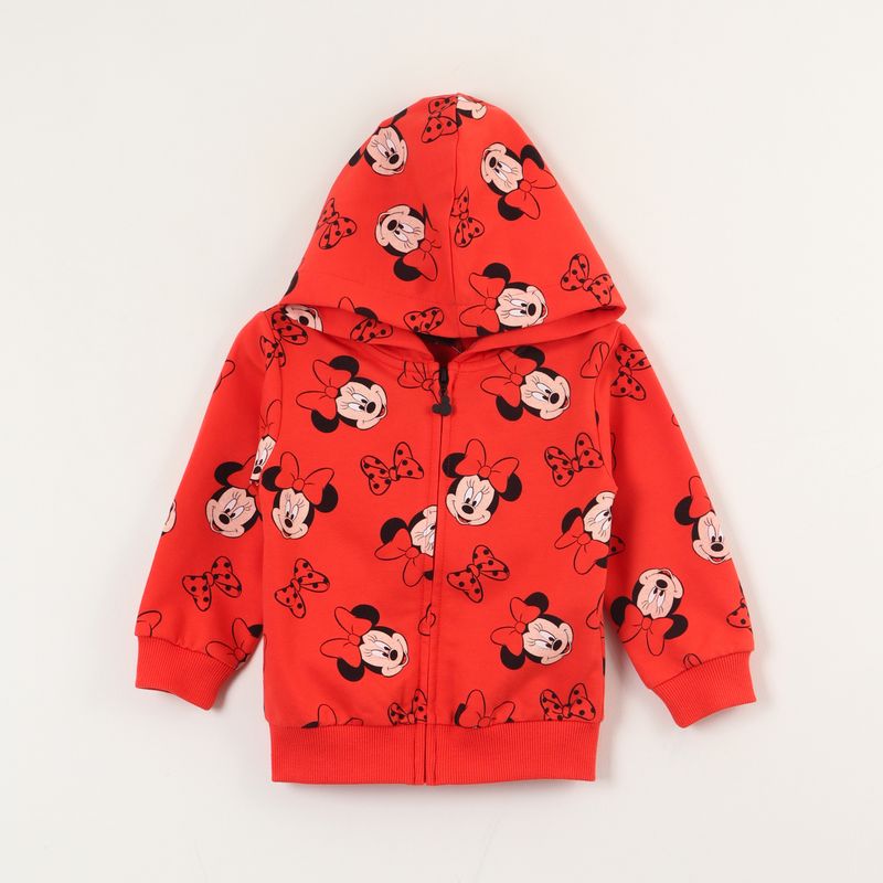 DISNEY - Poleron Abierto Niña Minnie Rostros Rojo Disney