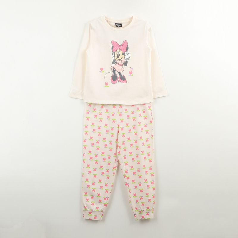 DISNEY - Conjunto Pijama Niña Minnie Flowers Beige Disney