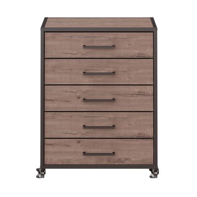 Imagen 2 del producto Archivador Liviano de 5 Cajones Cafe con Ruedas MDF