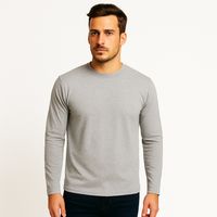 Polera manga larga cuello polo para hombre algodón premium