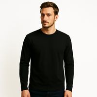 Polera manga larga cuello polo para hombre algodón premium