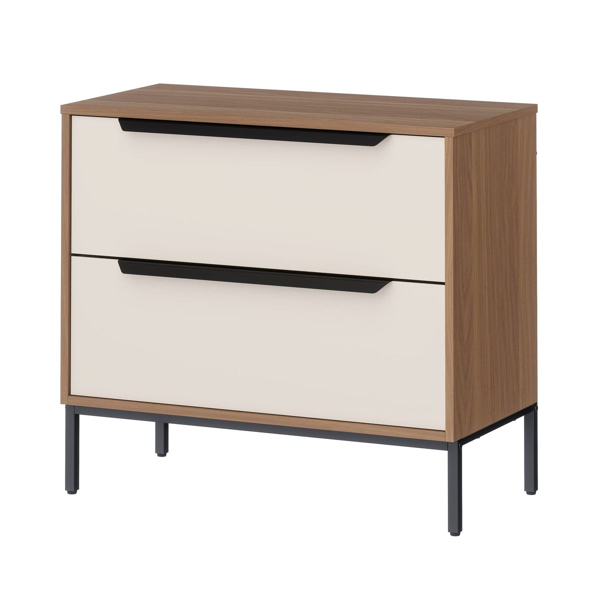 GENERICO - Velador de 2 Cajones Liviano Blanco-Cafe MDF